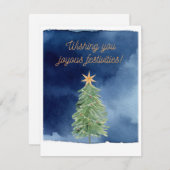 Waterverf Winter vreugdevolle festiviteiten Feestdagenkaart (Voorkant / Achterkant)