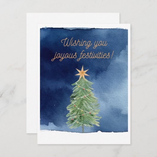 Waterverf Winter vreugdevolle festiviteiten Feestdagenkaart (Voorkant / Achterkant)