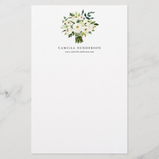 Waterverf Winter White Flowers Bouquet Briefpapier (Voorkant)