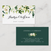 Waterverf Winter White Flowers Garland Visitekaartje (Voorkant / Achterkant)