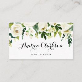 Waterverf Winter White Flowers Garland Visitekaartje