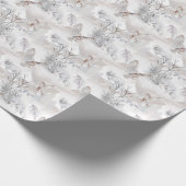 Waterverf Winter White Owl Snow Fox Pattern Cadeaupapier (Hoek)