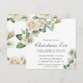 Waterverf Winter White Rose kerstavond Kaart (Voorkant / Achterkant)