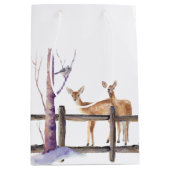 Waterverf Winter Wildlife Birds Snow Scene Medium Cadeauzakje (Voorkant)