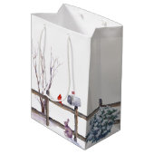 Waterverf Winter Wildlife Birds Snow Scene Medium Cadeauzakje (Achterkant Gekanteld)