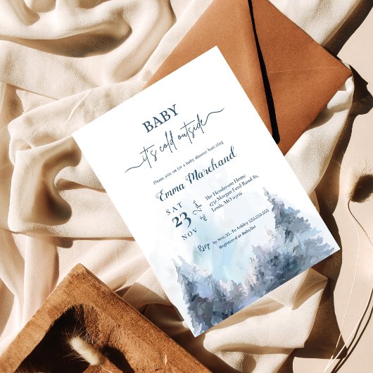 Waterverf Winter Wonderland Baby shower Kaart