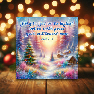 Waterverf Winter Wonderland Christelijke Kerst Feestdagenkaart