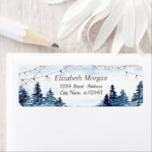 Waterverf Winter Wonderland, Forest, String Lights Etiket (Insitu)