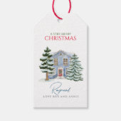  Waterverf Winter Wonderland Kerst Cadeaulabel (Voorkant)