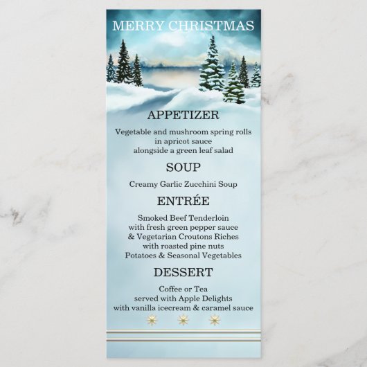 Waterverf Winter Wonderland Kerstmenu Menu (Voorkant)