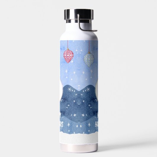 Waterverf Winter Wonderland Monogram Ornamenten Waterfles (Links)