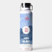 Waterverf Winter Wonderland Monogram Ornamenten Waterfles (Achterkant)