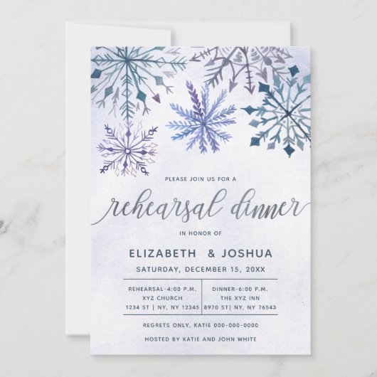 Waterverf Winter Wonderland repetitief diner Kaart (Voorkant)