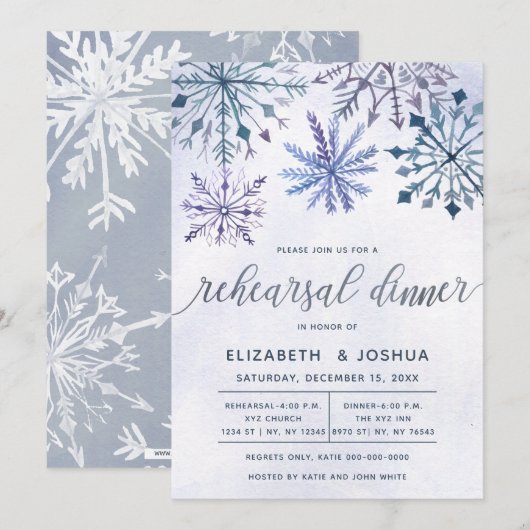 Waterverf Winter Wonderland repetitief diner Kaart (Voorkant / Achterkant)