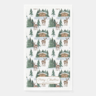 Waterverf Winter Wonderland Rustieke Schuur Kerstm Servet