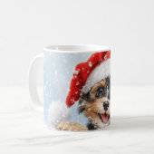 Waterverf Winter Wonderland Santa Puppy Koffiemok (Voorkant links)