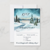 Waterverf Winter Wonderland Wedding Menu RSVP Kaart (Voorkant)