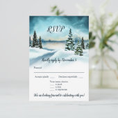Waterverf Winter Wonderland Wedding Menu RSVP Kaart (Staand voorkant)