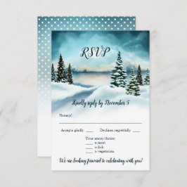 Waterverf Winter Wonderland Wedding Menu RSVP Kaart