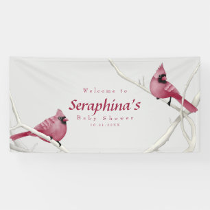 Waterverf Winter Woodland Cardinals Baby shower Spandoek