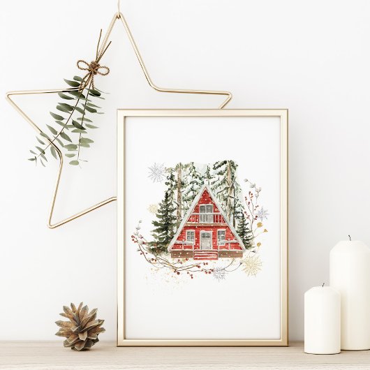 Waterverf Winter Woodland Chirtsmas Poster