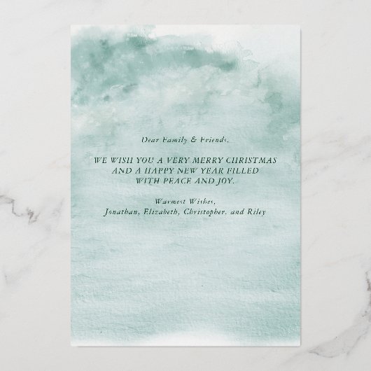 Waterverf Winter Woodland Christmas Roos Gold Folie Feestdagenkaart (Achterkant)