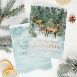 Waterverf Winter Woodland Christmas Roos Gold Folie Feestdagenkaart<br><div class="desc">Wens uw familie en vrienden een vrolijk kerstfeest in het bos met deze mooie gouden folie winterkaart,  met een hertenfamilie in de besneeuwde bossen. Neem contact met me op via Zazzle Chat voor hulp bij het ontwerpen of meer bijpassende producten.</div>