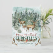Waterverf Winter Woodland Kerstdeer Feestdagenkaart (Staand voorkant)