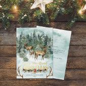 Waterverf Winter Woodland Kerstdeer Folie Feestdagenkaart