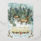 Waterverf Winter Woodland Kerstdeer Folie Feestdagenkaart (Voorkant)