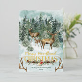 Waterverf Winter Woodland Kerstdeer Folie Feestdagenkaart (Staand Voorkant)