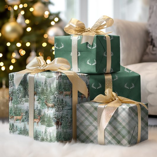 Waterverf Winter Woodland Kerstdeer Inpakpapier Vel