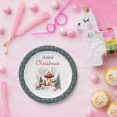 Waterverf Winter Woodland Merry Kerstry Papieren Bordje (Feest)