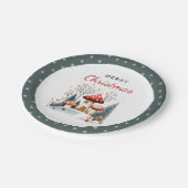 Waterverf Winter Woodland Merry Kerstry Papieren Bordje (Gekanteld)