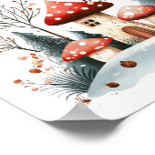 Waterverf Winter Woodland Merry Kerstry Poster (Hoek)