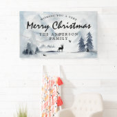 Waterverf Winter Woodland Merry Kerstry Spandoek (Insitu)