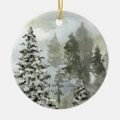 Waterverf Winter Woodland Scene Keramisch Ornament (Voorkant)