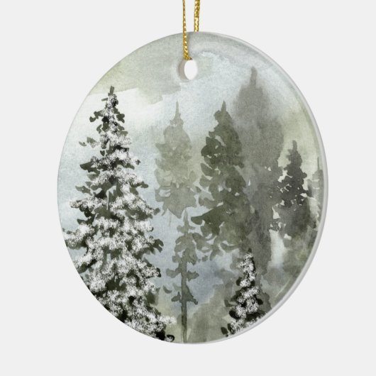 Waterverf Winter Woodland Scene Keramisch Ornament (Links)