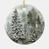 Waterverf Winter Woodland Scene Keramisch Ornament (Achterkant)