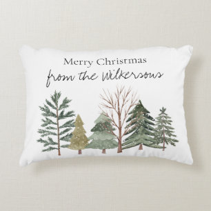 Waterverf Winter Woud Eenvoudige Bomen Accent Kussen