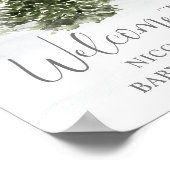 Waterverf Winter Woud Grijs Baby Shower Welkom Poster (Hoek)