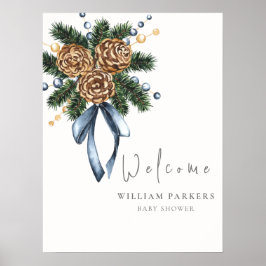 Waterverf Winter Wreath Baby shower Welkom Poster