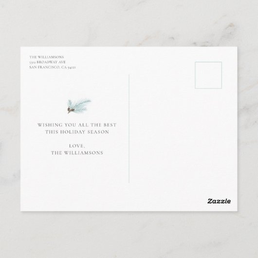 Waterverf Winter Wreath Flat Holiday Briefkaart (Achterkant)