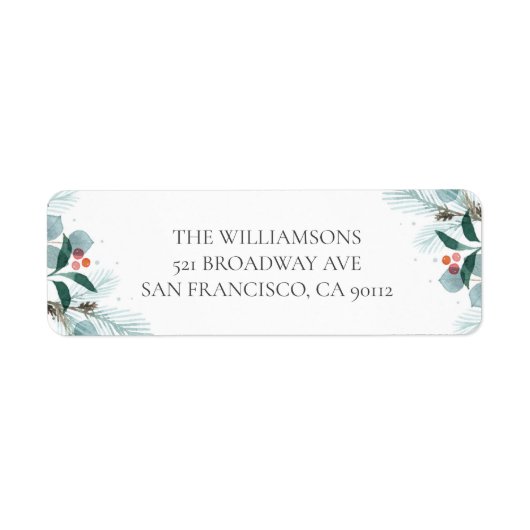 Waterverf Winter Wreath Return Address Etiket (Voorkant)