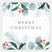 Waterverf Winter Wreath Vierkante Sticker (Voorkant)