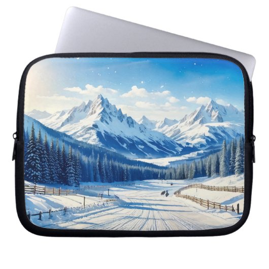 waterverf winterachtergrond Electronics Bag Laptop Sleeve (Voorkant)