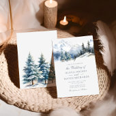 Waterverf Winterbergen & dennenbomen Bruiloft Kaart