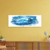 Waterverf Winterbergen Landschapsschilderij Canvas Afdruk (Insitu (Woonkamer))