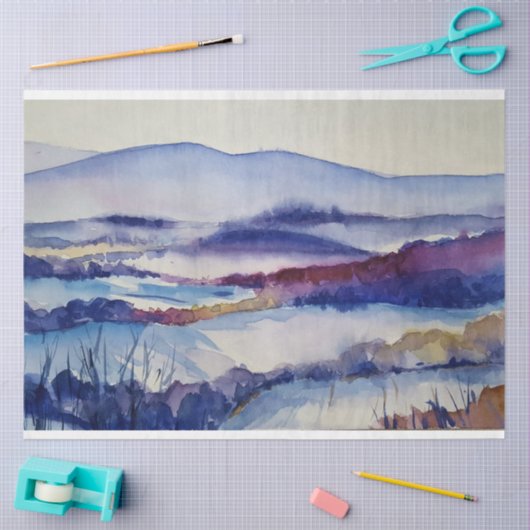 Waterverf winterbergen - losbladig weefselpapier tissuepapier (Craft)