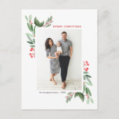 Waterverf Winterberry en Holly Foto Kerst Feestdagenkaart (Voorkant)